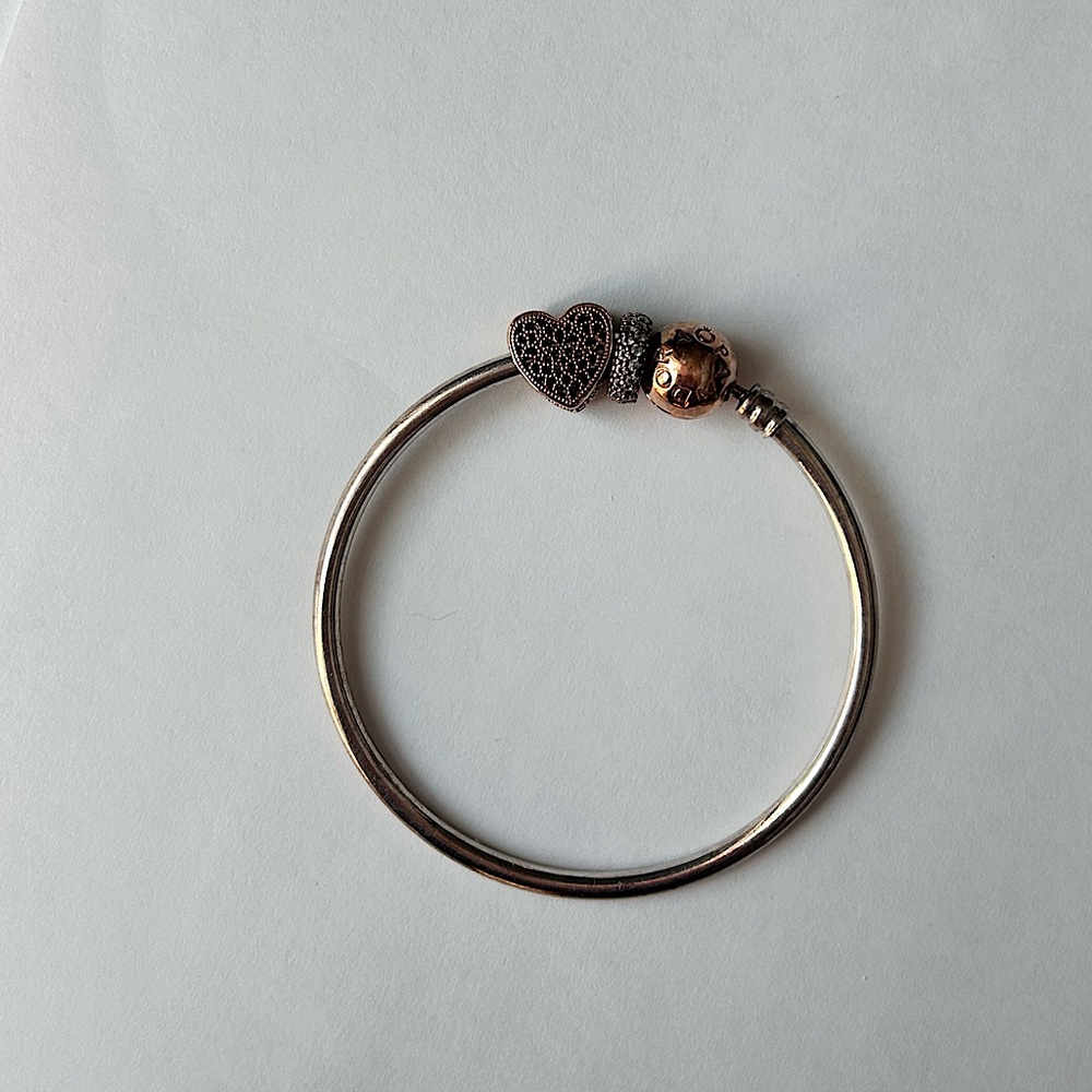 Rose Gold Pandora Bangle Bracelet - Picture 2 of 8